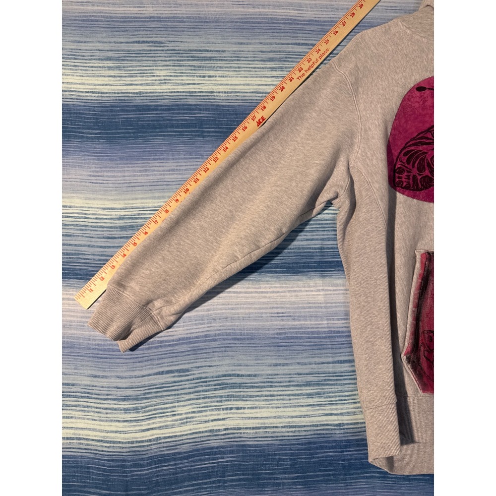 Upcycled Pink Moth Hoodie Grey XL One of One Reworked - Picture 7 of 7
